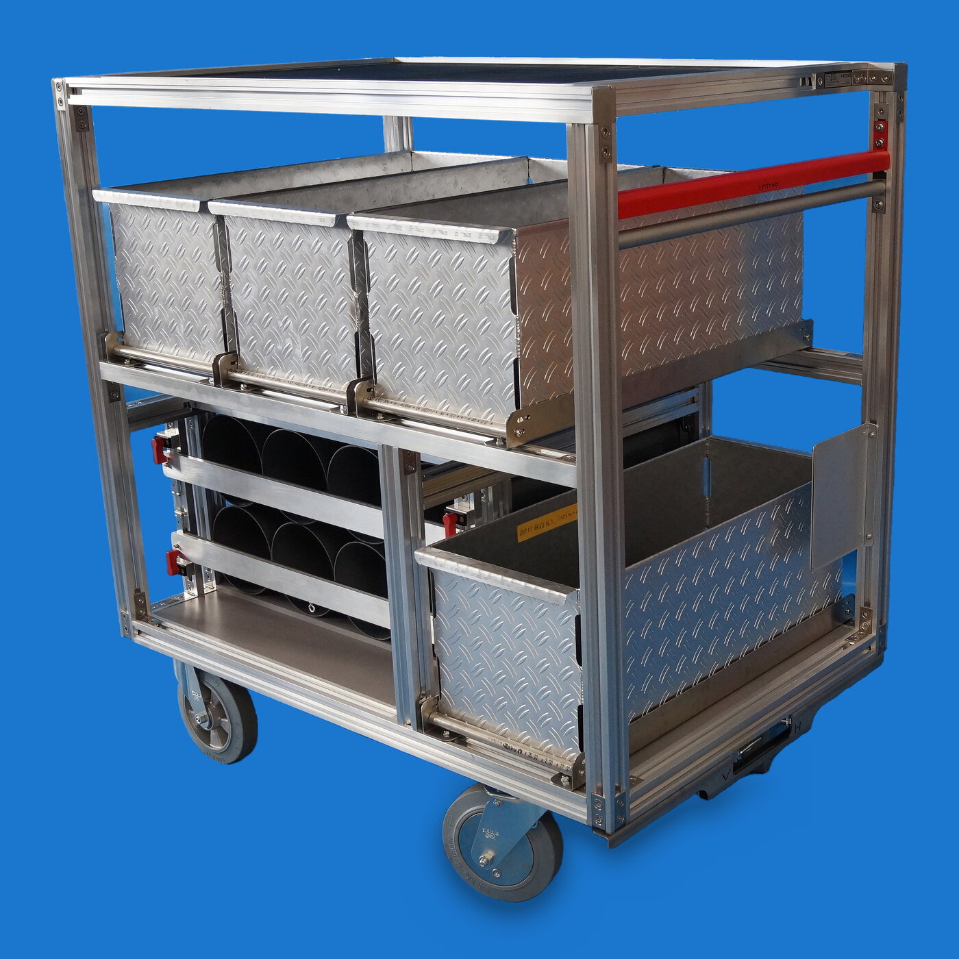 Rollwagen Atemschutz-Geräte + Flaschen (4+8) liegend